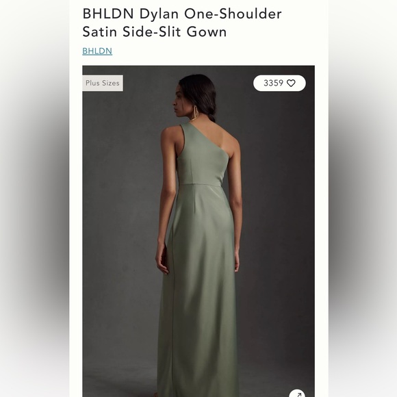 BHLDN Dylan One-Shoulder Satin Side-Slit Gown - Picture 2 of 3